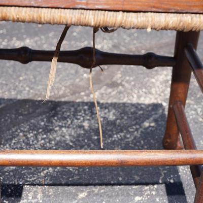ANTIQUE  OAK QUEEN ANNE STYLE CHAIRS W/RUSH SEATS (4)