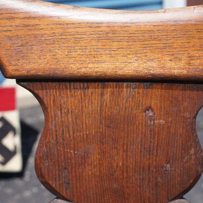 ANTIQUE  OAK QUEEN ANNE STYLE CHAIRS W/RUSH SEATS (4)