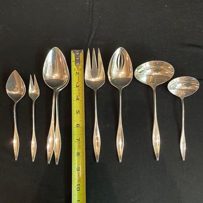 Modern 12-Person Reed & Barton Sterling Silverware w/ Serving Utensils (DR-SS)