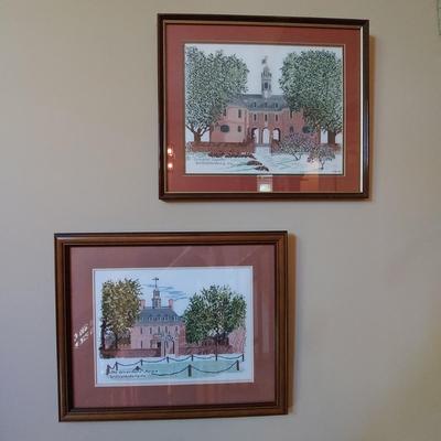 Two Colonial Williamsburg Framed Needlepoints by Yolanda Hall (GB-BBL)