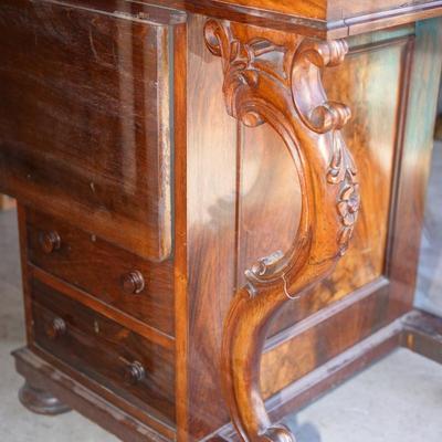 ANTIQUE 19TH CENTURY MAHOGANY POSS. ROSEWOOD DAVENPORT DESK
