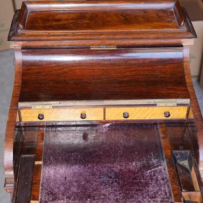 ANTIQUE 19TH CENTURY MAHOGANY POSS. ROSEWOOD DAVENPORT DESK