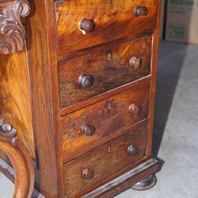 ANTIQUE 19TH CENTURY MAHOGANY POSS. ROSEWOOD DAVENPORT DESK