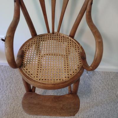 Antique Solid Wood Highchair with Rush Seat