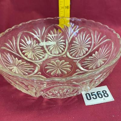 Clear glass, scalloped bowl