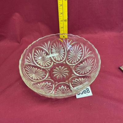 Clear glass, scalloped bowl