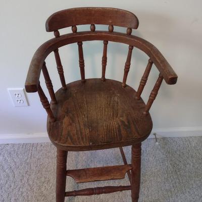 Antique Solid Wood Child's Booster Chair
