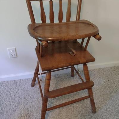 Vintage Solid Wood Child's Highchair