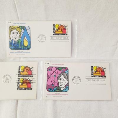 3 - FIRST DAY STAMPS - 1977 ENERGY CONSERVATION / DEVELOPMENT