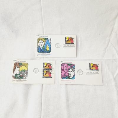 3 - FIRST DAY STAMPS - 1977 ENERGY CONSERVATION / DEVELOPMENT