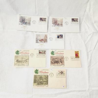 6 - FIRST DAY STAMPS -  1974 & 1976 CHRISTMAS CURRIER & IVES