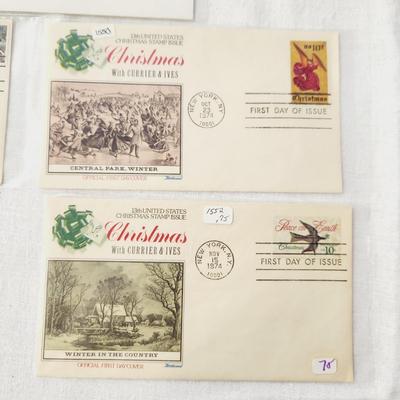 6 - FIRST DAY STAMPS -  1974 & 1976 CHRISTMAS CURRIER & IVES