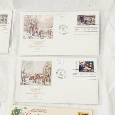 6 - FIRST DAY STAMPS -  1974 & 1976 CHRISTMAS CURRIER & IVES