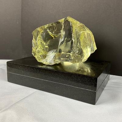 446 Large Cut Volcanic Glass / Crystal Specimen on Granite Base