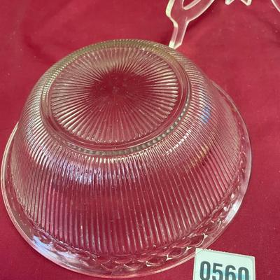 Ribbed, clear glass bowl
