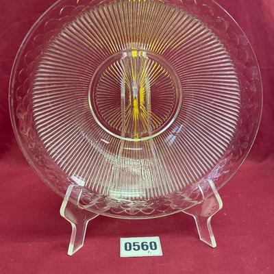 Ribbed, clear glass bowl