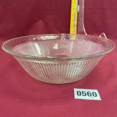 Ribbed, clear glass bowl