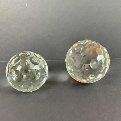 448 Two Round Glass Ball Paperweight
