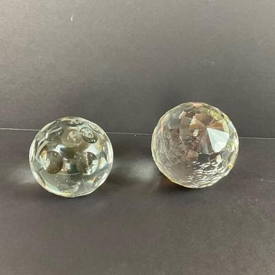 448 Two Round Glass Ball Paperweight