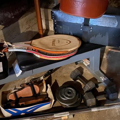 Weightlifting bench, vintage Schwinn Exerciser, and  more
