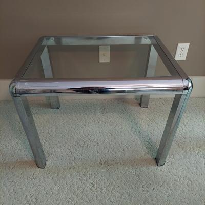 Two Chrome and Glass Nesting Side Tables (GB-BBL)