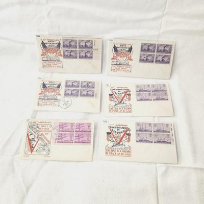 6 - FIRST DAY STAMPS - 1944 TRANSPORTATION (BEAUTIFUL ARTWORK)