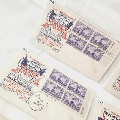 6 - FIRST DAY STAMPS - 1944 TRANSPORTATION (BEAUTIFUL ARTWORK)