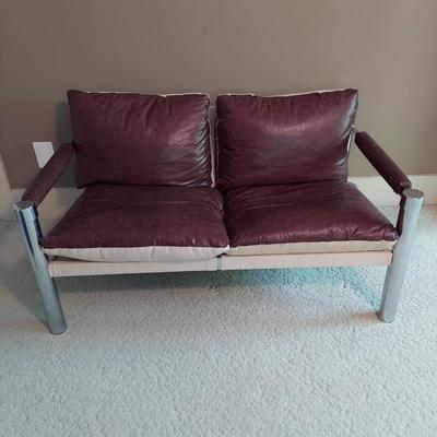 Vintage Chrome and Leather Sofa (GB-BBL)