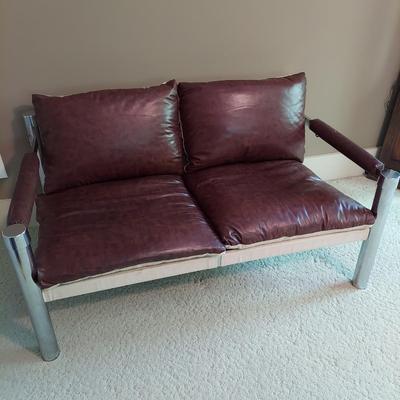 Vintage Chrome and Leather Sofa (GB-BBL)