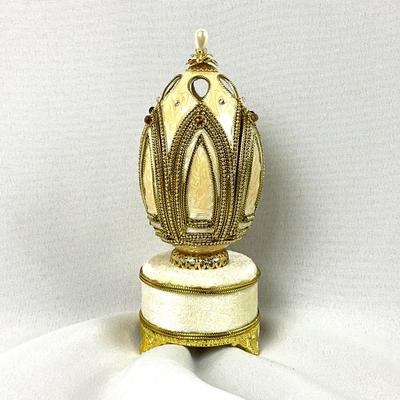 455 Beautiful Faberge Style Dancing Ballerina Music Box on Stand