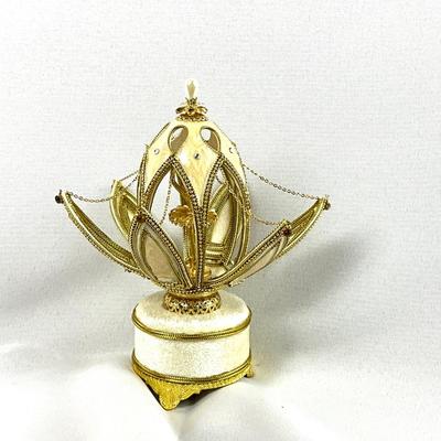 455 Beautiful Faberge Style Dancing Ballerina Music Box on Stand