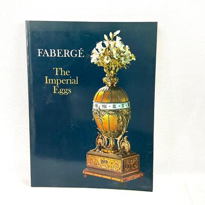 461 Vintage Faberge Style Enameled Egg with Coach Box, Faberge Plates, & Book
