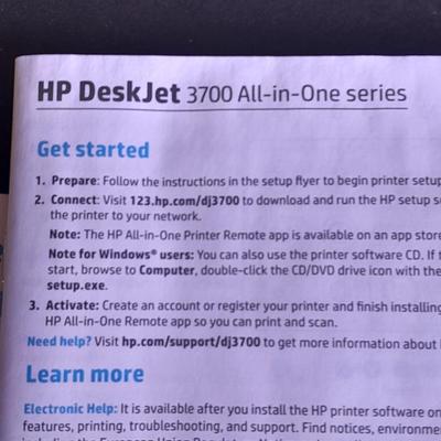 New in open box, Complete HP Deskjet 3700 All in One series Printer