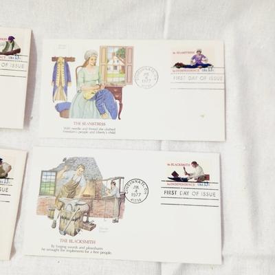 4 - FIRST DAY STAMPS - 1977 CHARLES BERGER ART WORK