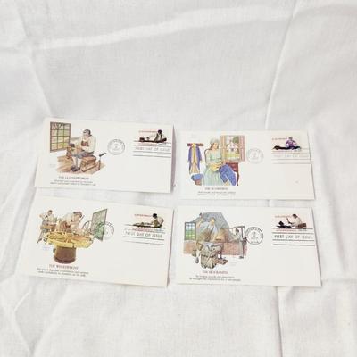 4 - FIRST DAY STAMPS - 1977 CHARLES BERGER ART WORK