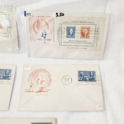 5 - FIRST DAY STAMPS - 1947 - 100th ANNIVERSARY POST OFFICE