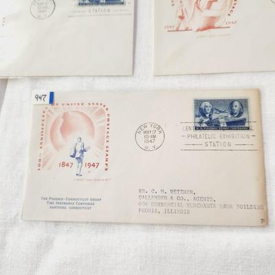 5 - FIRST DAY STAMPS - 1947 - 100th ANNIVERSARY POST OFFICE