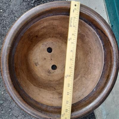 Nice 14" Blue and Black Clay Plant pot holds a 12" Plant
