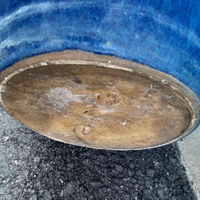 Nice 14" Blue and Black Clay Plant pot holds a 12" Plant
