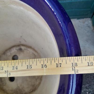 Beautiful Blue Clay 18" Plant pot holds up to a 15" plant with shovel