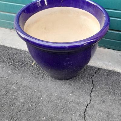 Beautiful Blue Clay 18" Plant pot holds up to a 15" plant with shovel