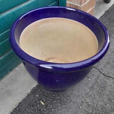Beautiful Blue Clay 18" Plant pot holds up to a 15" plant with shovel