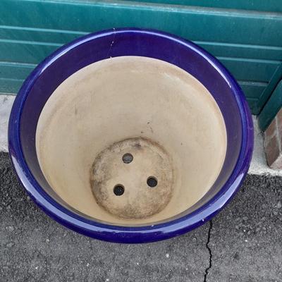 Beautiful Blue Clay 18" Plant pot holds up to a 15" plant with shovel
