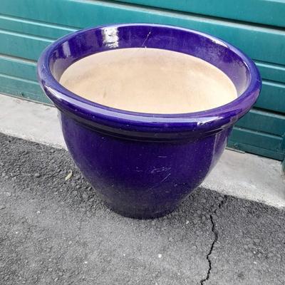 Beautiful Blue Clay 18" Plant pot holds up to a 15" plant with shovel