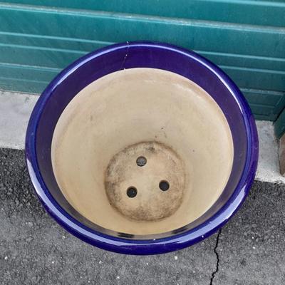 Beautiful Blue Clay 18" Plant pot holds up to a 15" plant with shovel