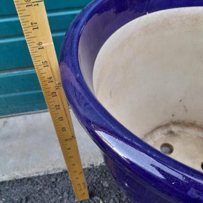 Beautiful Blue Clay 18" Plant pot holds up to a 15" plant with shovel