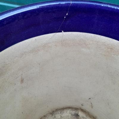 Beautiful Blue Clay 18" Plant pot holds up to a 15" plant with shovel