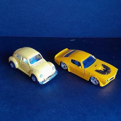 Two Die Cast Cars, Volkswagen Beetle and 1972 Pontiac Firebird