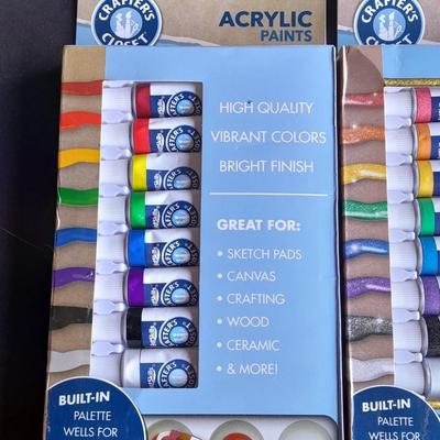 Two 8-piece Acrylic Paints 8 Vibrant colors and 8 Glitter with a folding paint palette