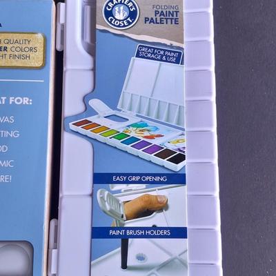 Two 8-piece Acrylic Paints 8 Vibrant colors and 8 Glitter with a folding paint palette